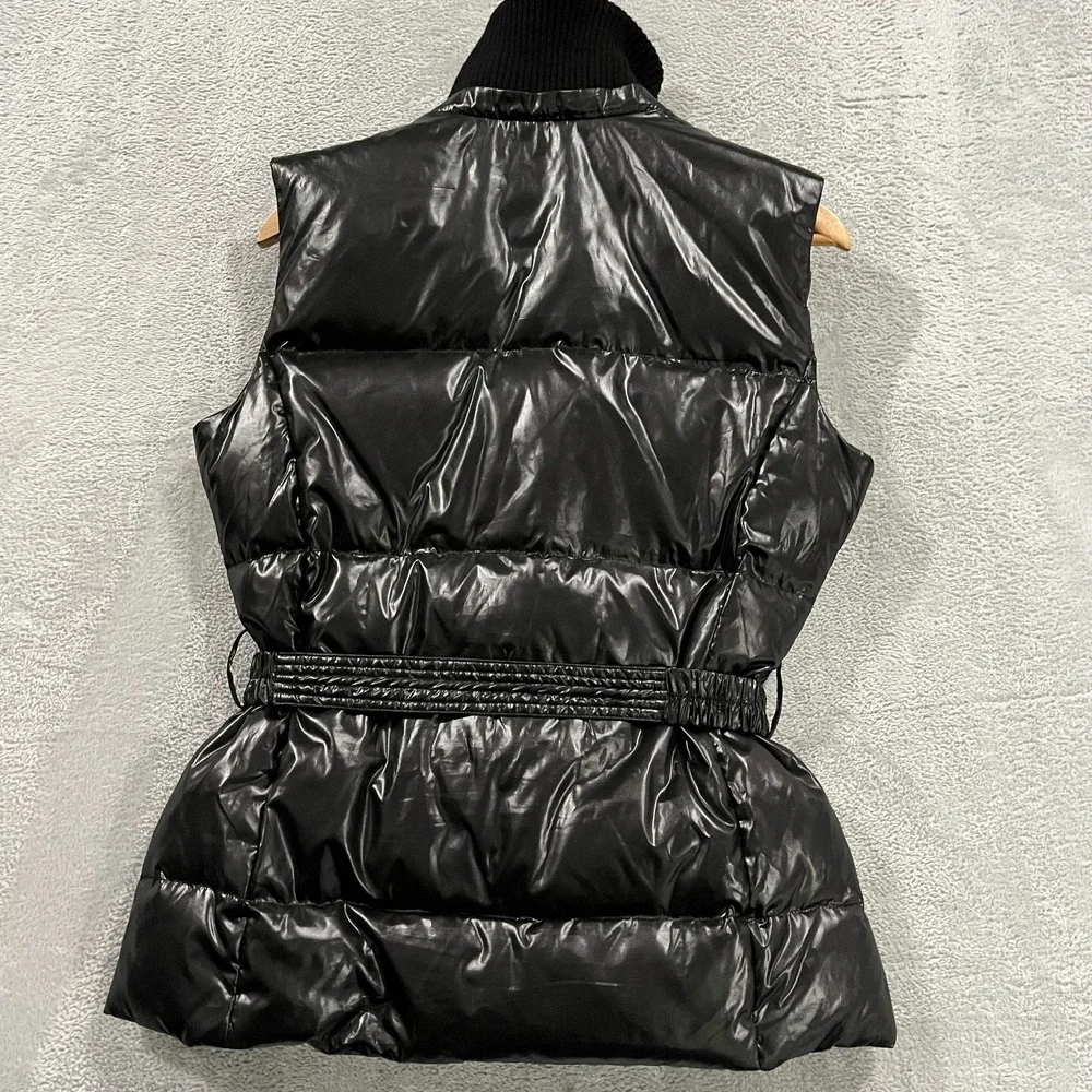 Michael Kors Puffer Vest Womens Medium‎ Belted Grunge Glossy Goth Black Y2K